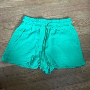 Forever 21 Green linen shorts (color on 3rd slide is accurate)